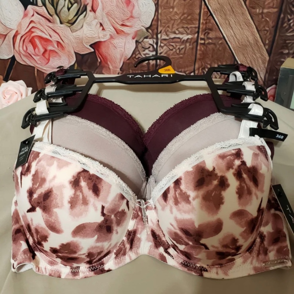 New Set Of 3 36B Tahari Full Frame Padded Bras